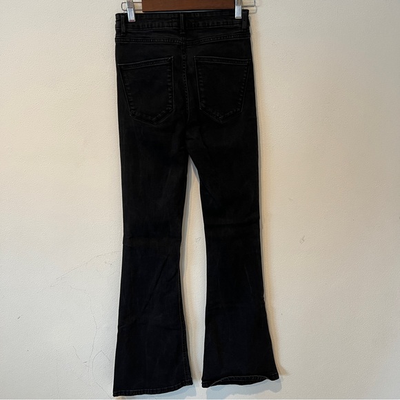 Zara Black Denim Flare High Waisted Full Length Jeans - Picture 6 of 7